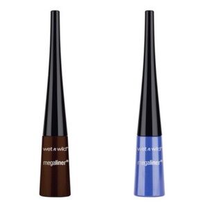 WET N WILD MEGALINER LIQUID EYELINER IN DARK BROWN & VOLTAGE BLUE -NEW, NO BOXES